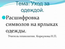 Презентация по технологии на тему Уход за одеждой (7класс)