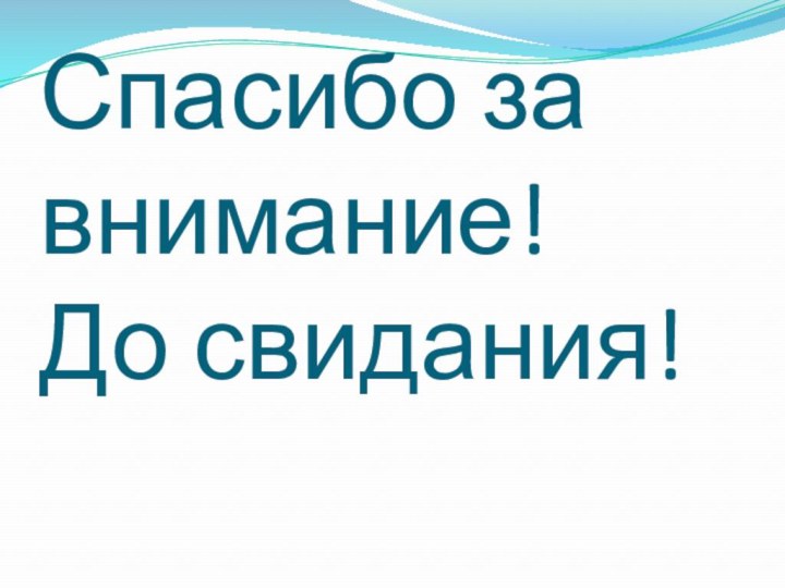 Спасибо за внимание! До свидания!