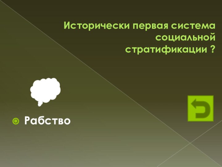 Исторически первая система социальной  стратификации ?Рабство