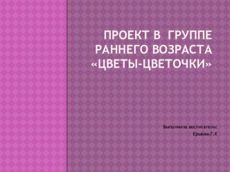 Презентация в группе раннего возраста Цветы-цветочки