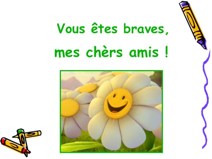 Vous êtes braves, mes chèrs amis !