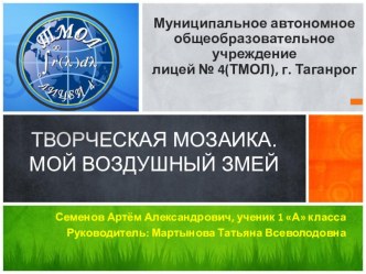 II Всероссийская конференция  Первые шаги в науку. Исследовательская работа : Мой воздушный змей(1 класс).