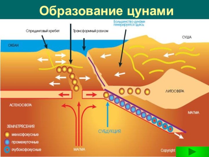 Процесс образования ЦУНАМИ. Причины возникновения ЦУНАМИ. Формирование ЦУНАМИ схема.