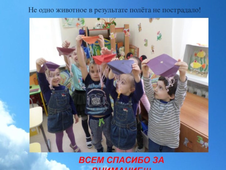 ВСЕМ СПАСИБО ЗА ВНИМАНИЕ!!!Не одно животное в результате полёта не пострадало!