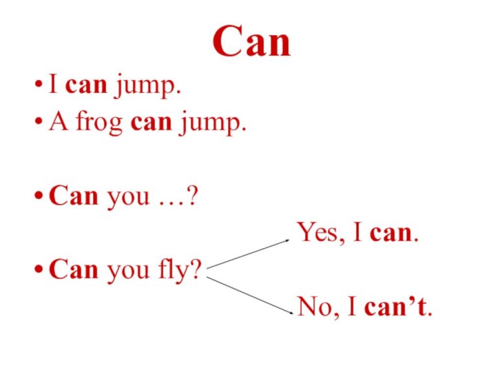 CanI can jump.A frog can jump.Can you …?