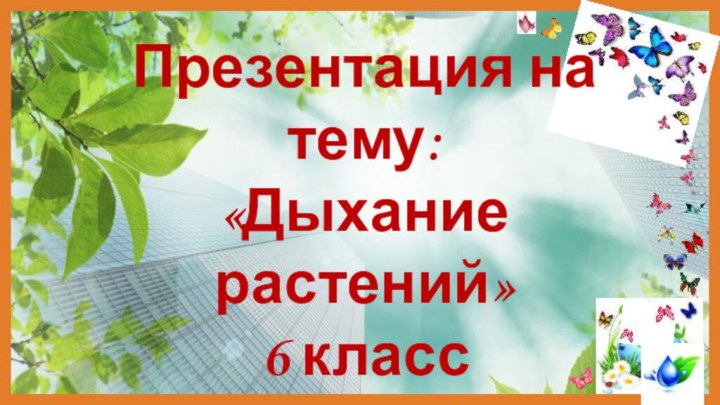 Презентация на тему: «Дыхание растений» 6 класс