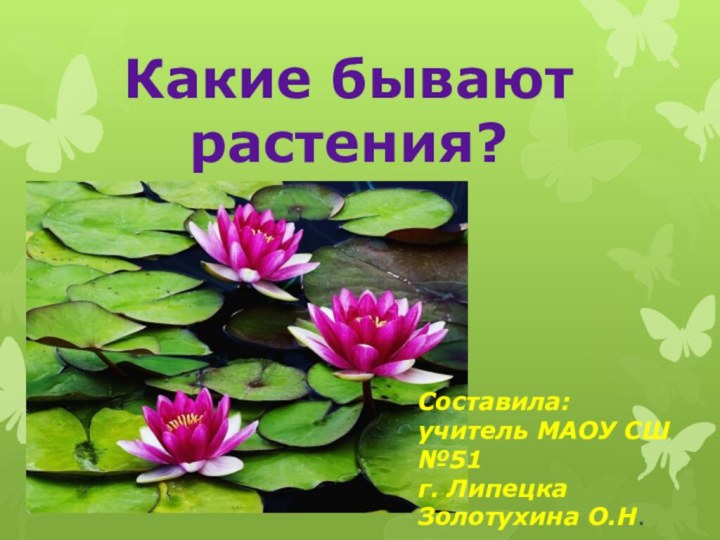 Составила: учитель МАОУ СШ №51 г. Липецка Золотухина О.Н.Какие бывают растения?