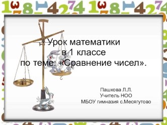 Презентация по математике на тему Сравнение чисел (1класс)