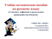 Презентация к УМП по русскому языку на тему  Слитные, дефисные и раздельные написания частей речи