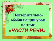 Презентация Части речи. Обобщение 5 класс II вида II ступени