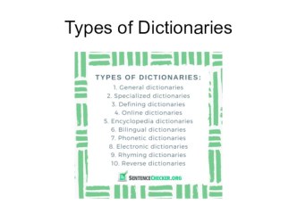 Презентация Types of Dictionaries