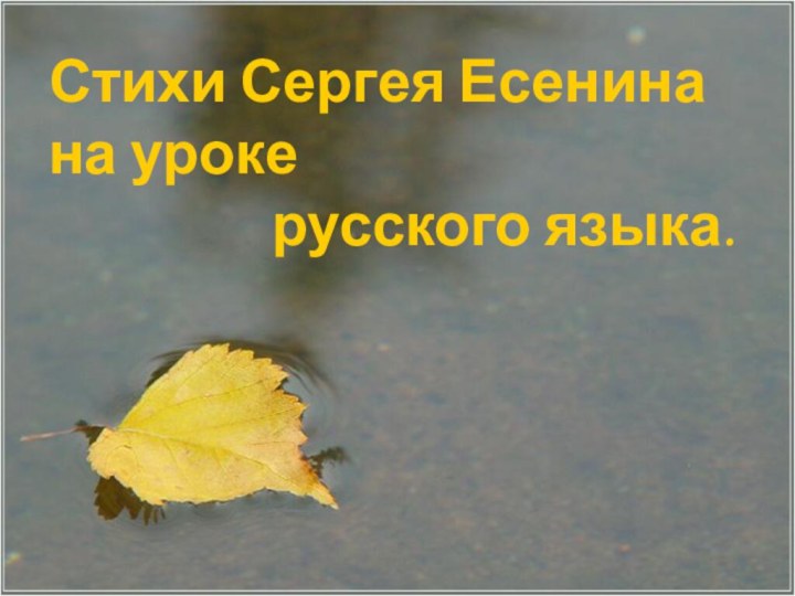 Стихи Сергея Есенина на уроке