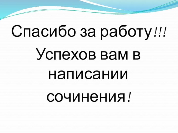 Спасибо за работу!!!Успехов вам в написании сочинения!