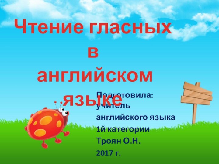 Подготовила: учитель английского языка1й категории Троян О.Н.2017 г.Чтение гласных в английском языке