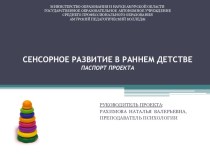 Презентация проекта. Сенсорное развитие в раннем детстве.