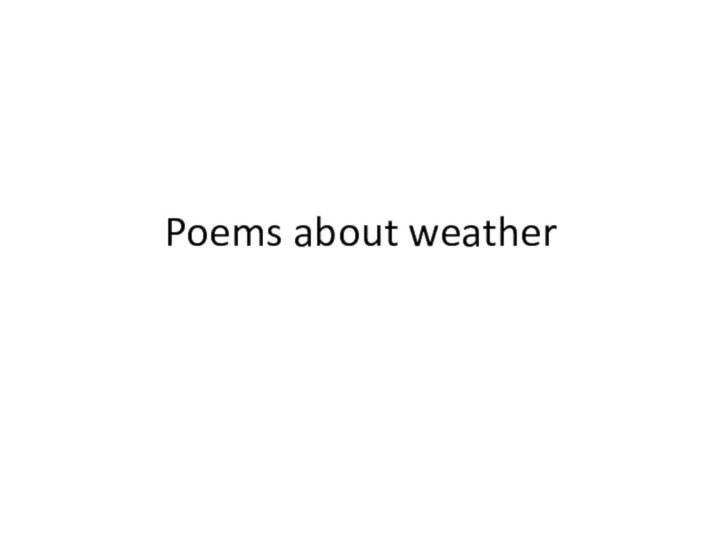 Poems about weather
