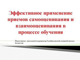 Тренинг школьного координатора по ОСО Самооценивание и взаимооценивание