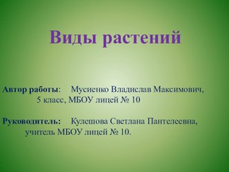 Мир растений.