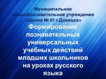 Формирование познавательных УУД младших школьников на уроках русского языка