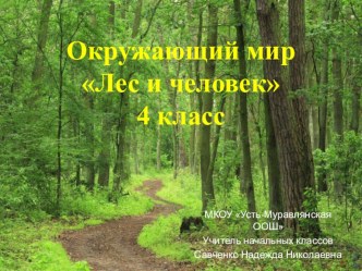 Презентация и конспект урока по окружающему миру на тему Лес и человек (4 класс)