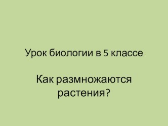 Презентация к уроку биологии в 5 классе по теме Как размножаются растения