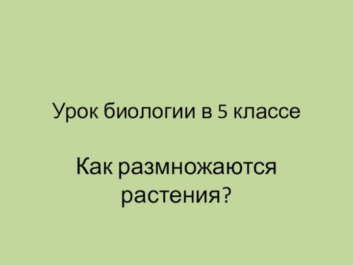 Урок биологии в 5 классеКак размножаются растения?