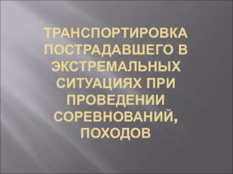 Дополнительное образование Транспортировка пострадавшего в экстремальных ситуациях при проведении соревнований,походов