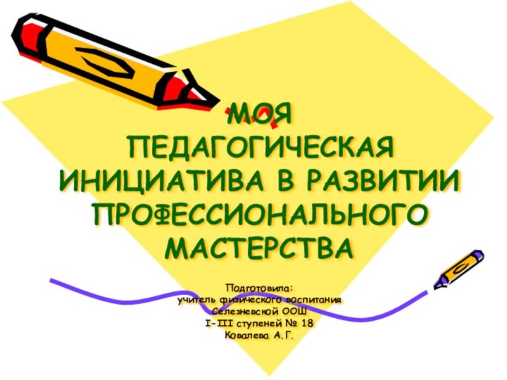 МОЯ  ПЕДАГОГИЧЕСКАЯ ИНИЦИАТИВА В РАЗВИТИИ ПРОФЕССИОНАЛЬНОГО МАСТЕРСТВА  Подготовила: учитель физического