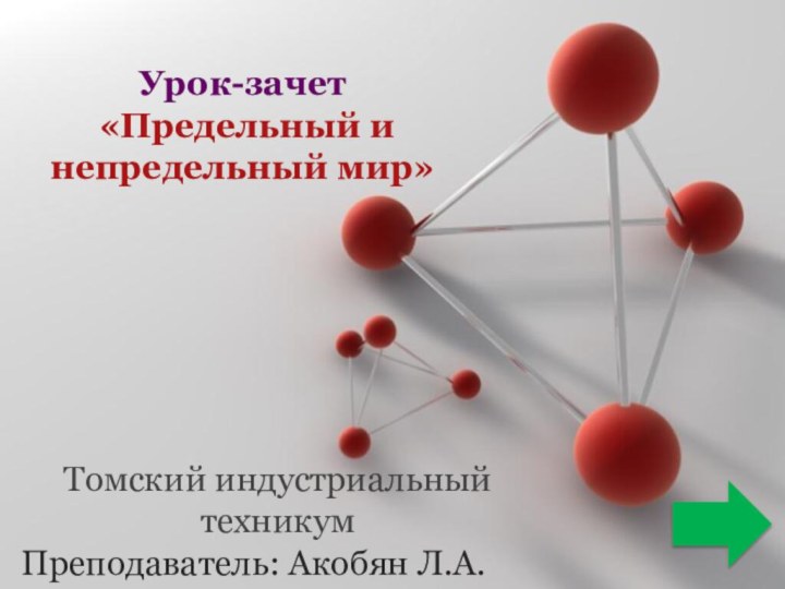 Powerpoint TemplatesУрок-зачет «Предельный и непредельный мир»Томский индустриальный техникумПреподаватель: Акобян Л.А.