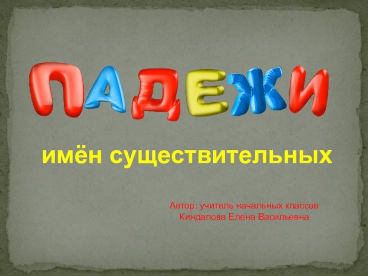 имён существительныхАвтор: учитель начальных классовКиндалова Елена Васильевна