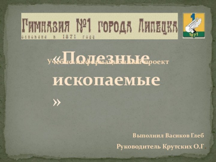 «Полезные ископаемые»    Выполнил Васиков ГлебУчебно-информационный проектРуководитель Крутских О.Г.