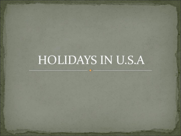 HOLIDAYS IN U.S.A