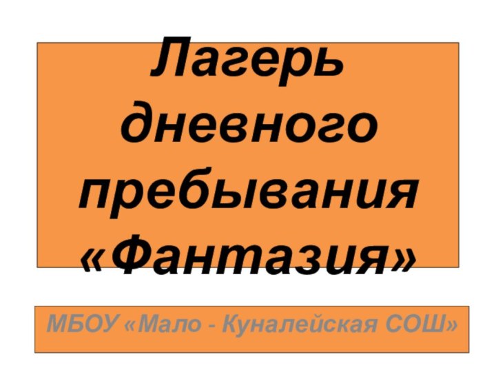 Лагерь дневного пребывания «Фантазия»МБОУ «Мало - Куналейская СОШ»