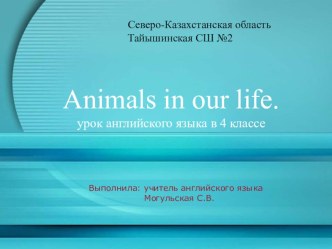 Урок английского в начальных классах Животный мир