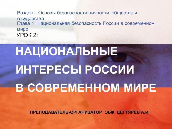 ИНТЕРЕСЫ РОССИИВ СОВРЕМЕННОМ МИРЕРаздел I. Основы безопасности личности, общества и государстваГлава 1.