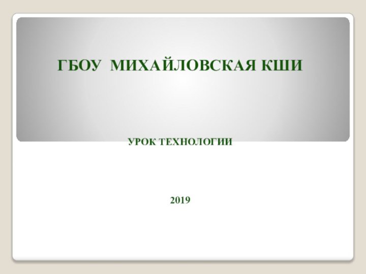 ГБОУ Михайловская кшиУрок технологии 2019