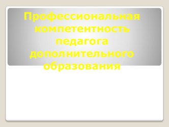 Профессиональная компетентность педагога дополнительного образования