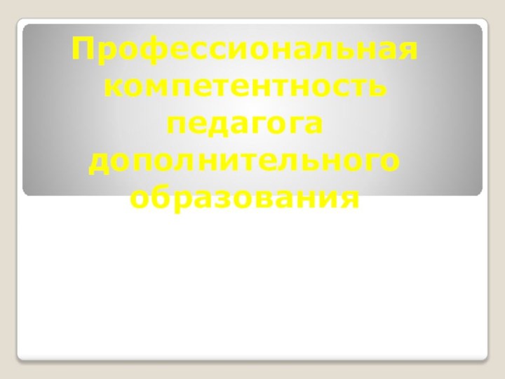 Профессиональная компетентность педагога дополнительного образования