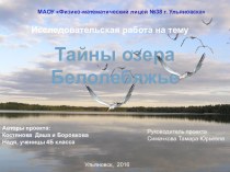 Презентация и буклет к проекту Тайны озера БЕЛОЛЕБЯЖЬЕ