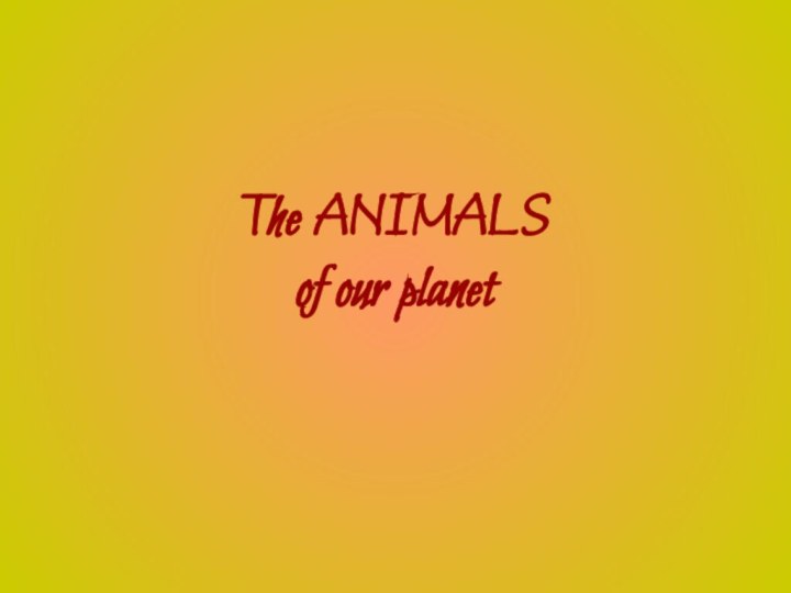 The ANIMALS  of our planet