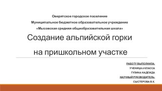 Презентация Создание альпийской горки на пришкольном участке (8класс)