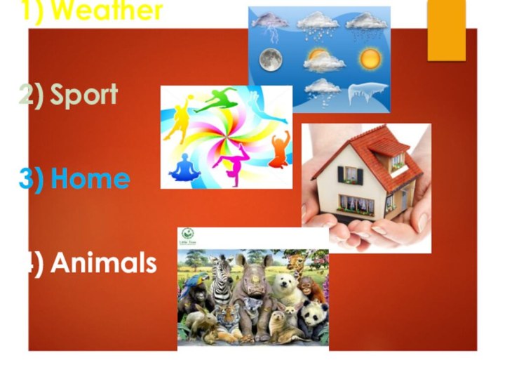 WeatherSportHomeAnimals