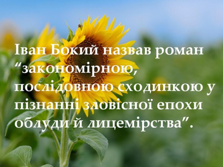 Іван Бокий назвав роман “закономірною, послідовною сходинкою у пізнанні зловісної епохи облуди й лицемірства”.