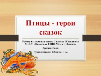 Презентация творческого проекта Птицы