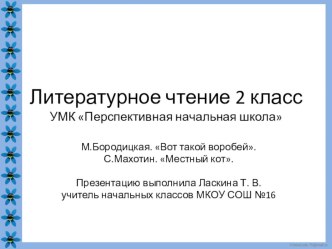 Презентация по литературному чтению на тему: М. Бородицкая Вот такой воробей