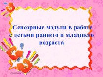 Презентация Сенсорные модули в работе с детьми раннего и младшего возраста