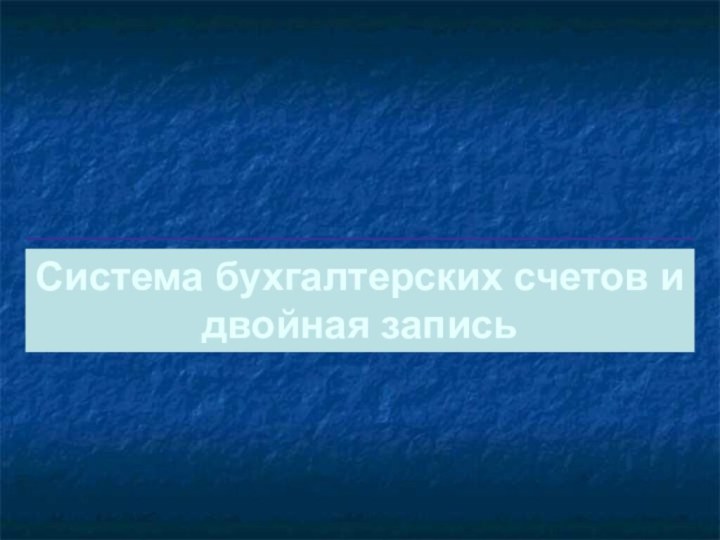 Система бухгалтерских счетов и двойная запись