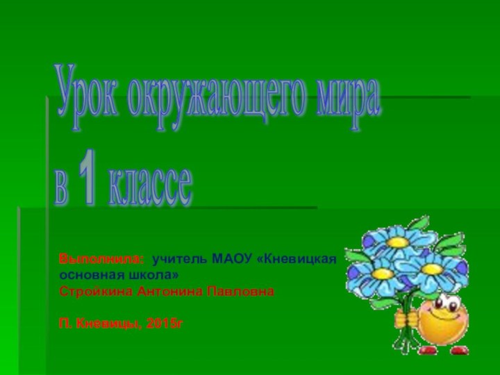 Урок окружающего мира  в 1 классе Выполнила: учитель МАОУ «Кневицкая основная