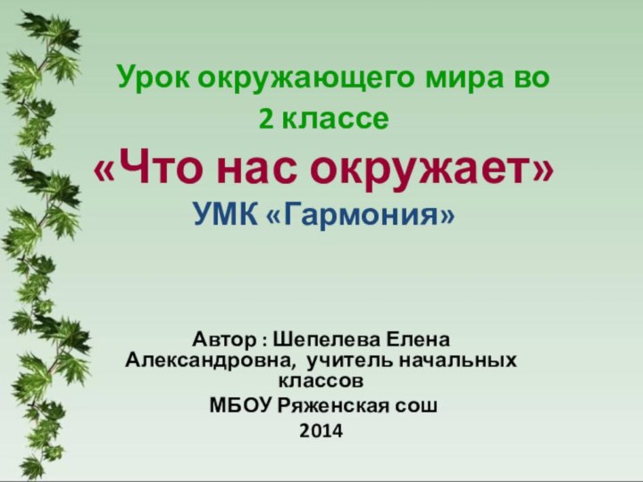 Урок окружающего мира во  2 классе «Что нас окружает» УМК