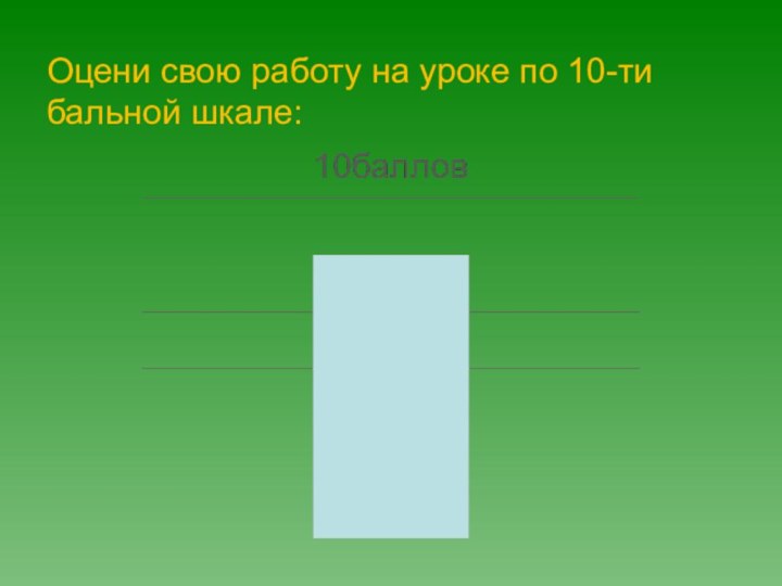 Оцени свою работу на уроке по 10-ти бальной шкале: